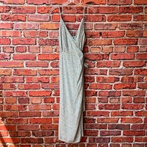 Blue and Pink Floral Print Wayf Sleeveless V-Neck Wrap Midi Sundress